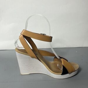 See by Chloe Wedges Sandal Women’s Size 7 Tan/ Black Straps